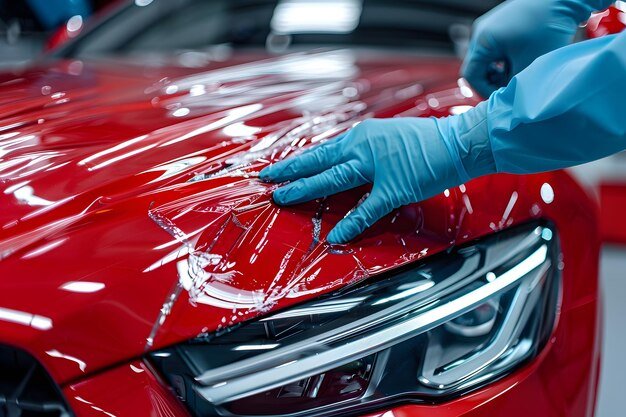 [freepicdownloader.com]-applying-protective-film-red-cars-hood-enhanced-durability-normal